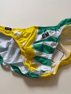 Men’s Green & Yellow Stripe Briefs